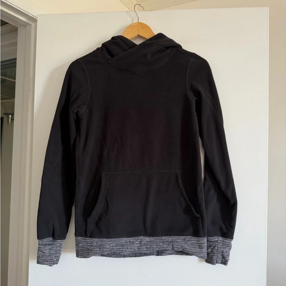 Lululemon Athletica Black/ Coco Pique Runaway Fleece Pullover Hoodie size XS EUC - Picture 10 of 14